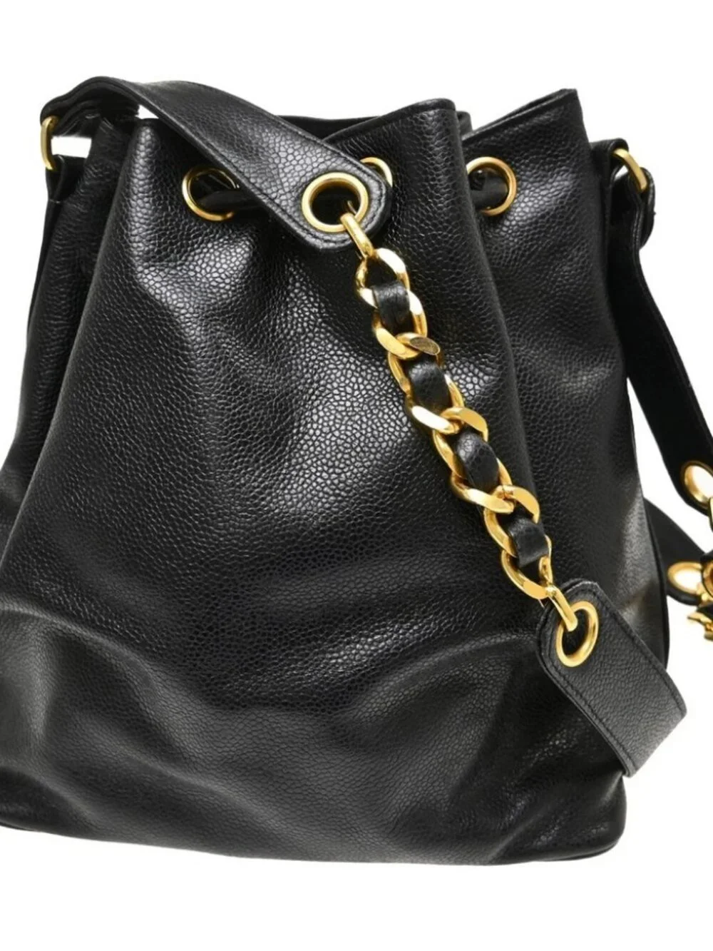 Chanel Black Calfskin Drawstring Shoulder Bag